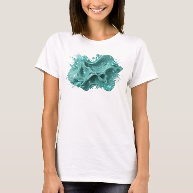 Sleek Teal ABSTRACT ART Statement Tee (Front)