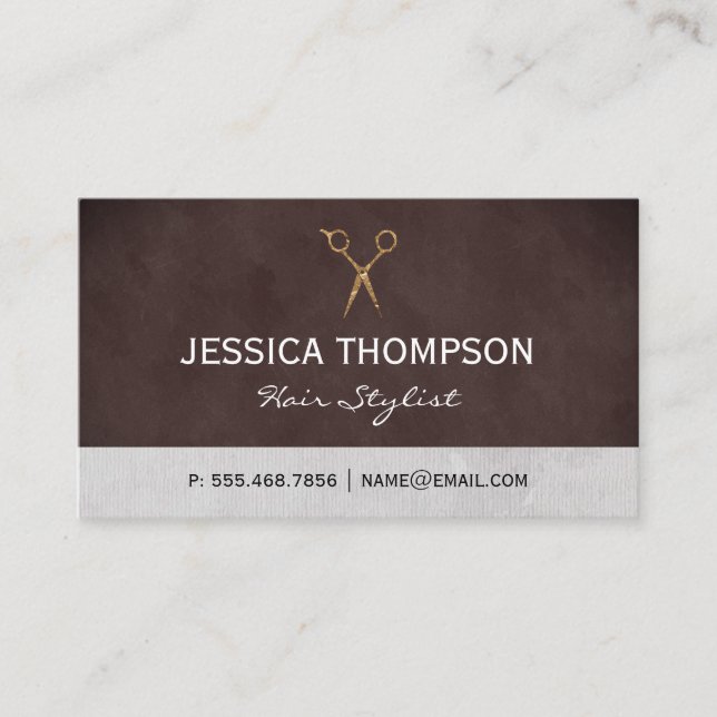 Sleek Texture Salon Shears Business Card (Front)