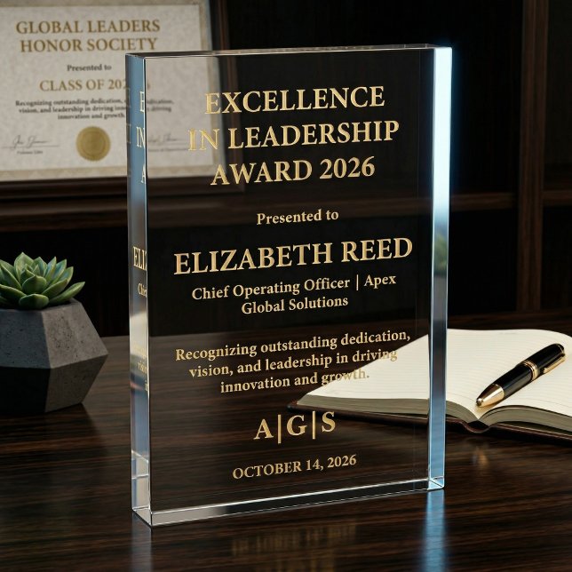 Sleek Transparent Clear Acrylic Script Class 2026  Award (Sleek Transparent Clear Acrylic Gold Script Class of 2026 Modern Achievement Recognition)