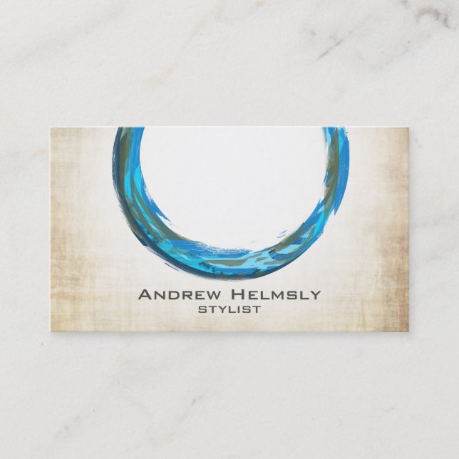 Sleek, Trendy Blue Teal Circle Business Cards (Front)