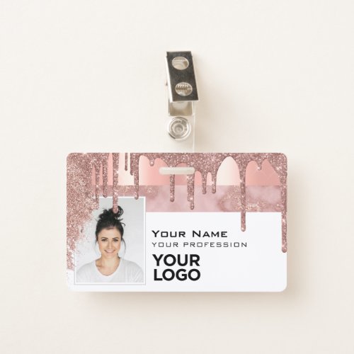 Sleek Trendy Glam Employee Photo Code Logo Name Badge