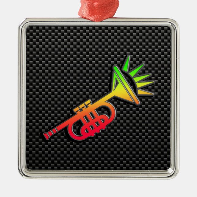 Sleek Trumpet Metal Ornament (Front)