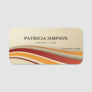 Sleek Unique Red Orange Yellow Beige Modern Name Tag