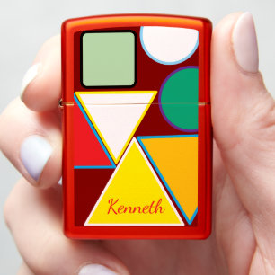 Sleek Unique trendy Vibrant Geometric Patterned Zippo Lighter