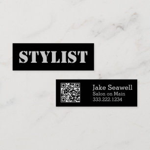 Sleek Urban Stylist QR Code Mini Business Card