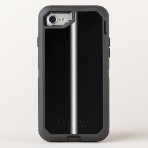 Sleek Vertical Faded White Stripe on Black OtterBox Defender iPhone SE/8/7 Case