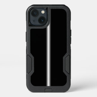 Sleek Vertical Faded White Stripe on Black iPhone 13 Case