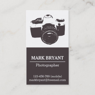 Sleek, Vintage, Grunge, Camera, Photographer Business Card