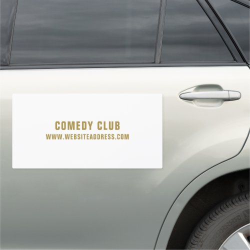 Sleek White  Gold Comedian Comedy Club Car Magnet