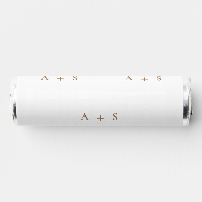 Sleek White & Gold Couple Initials Wedding Favor (Front)