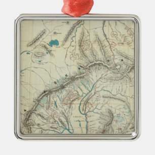Sleem's Map of Central Alaska Metal Ornament