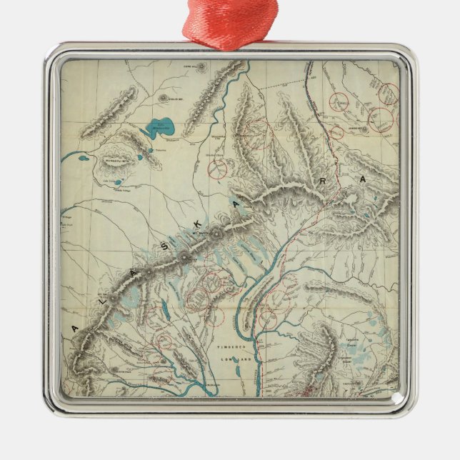 Sleem's Map of Central Alaska Metal Ornament (Front)