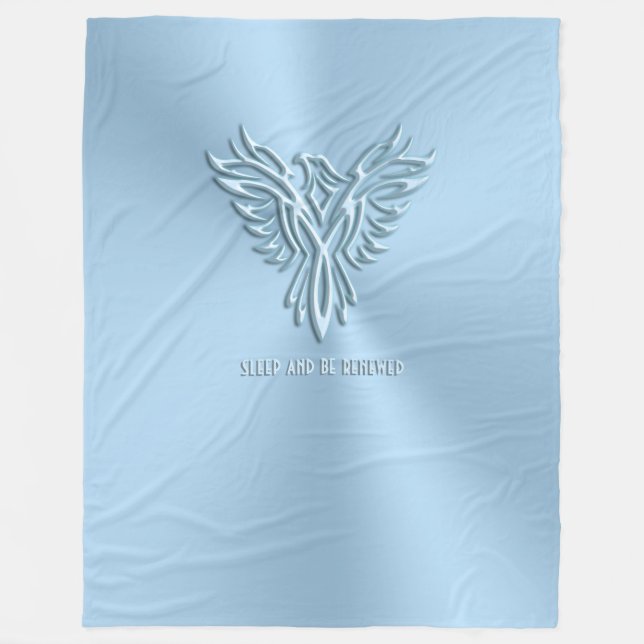 Sleep and be refreshed - Ice Blue Phoenix Rising Fleece Blanket (Front)
