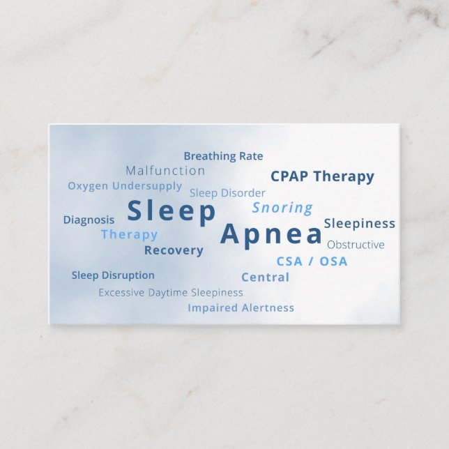 Sleep apnea cpap machine therapy CSA OSA Business Card (Front)