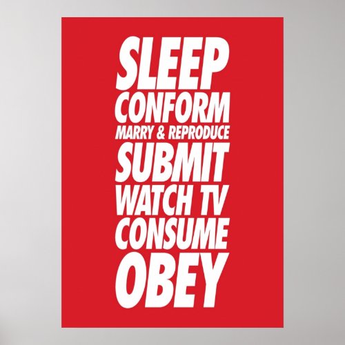 Sleep Conform Obey They live Inspired Poster