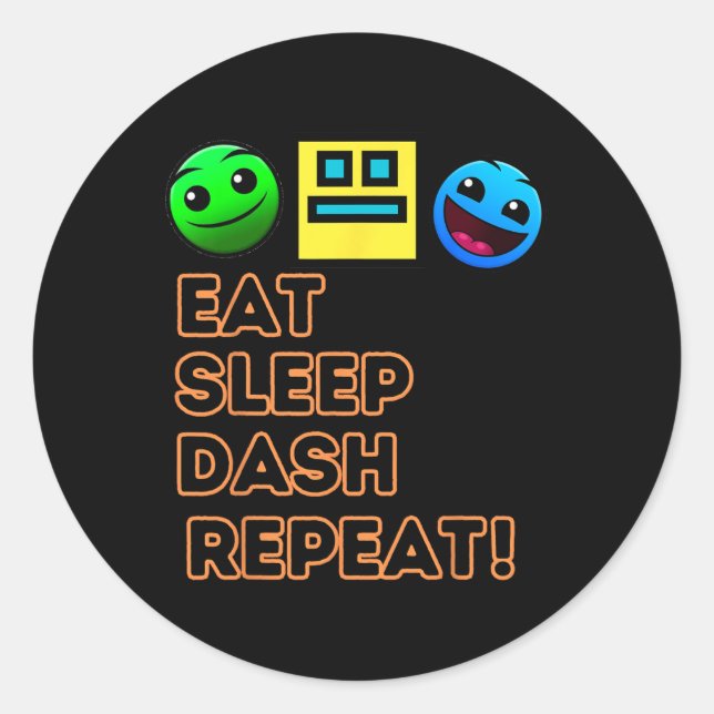 Sleep Dash Repeat Video Game Geometry Video Gamer  Classic Round Sticker (Front)