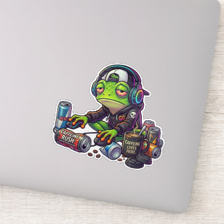 Sleep Deprived Gamer Frog Sticker