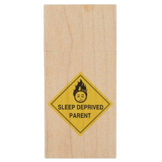 Sleep Deprived Parent Wood Flash Drive