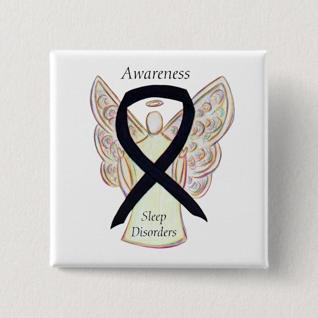 Sleep Disorders Awareness Angel Black Ribbon Pin (Front)