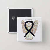 Sleep Disorders Awareness Angel Black Ribbon Pin (Front & Back)