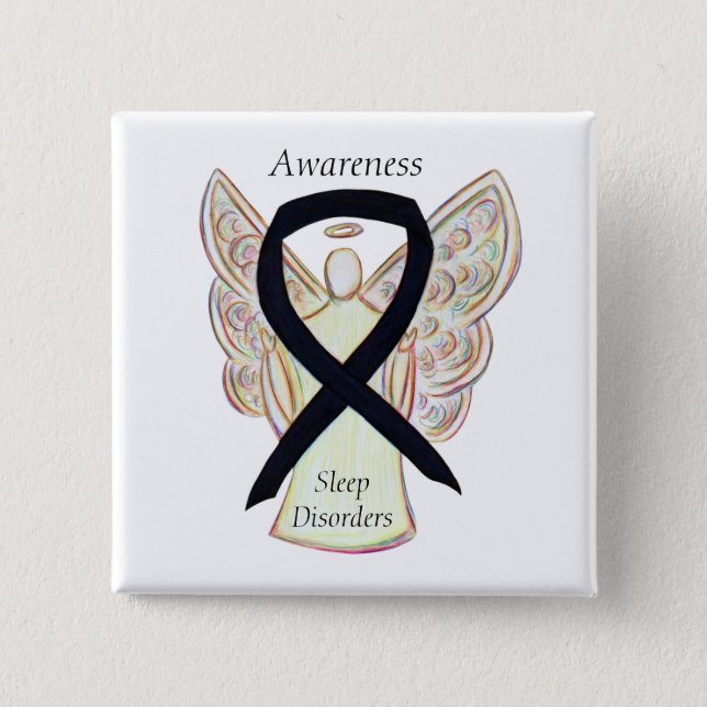 Sleep Disorders Awareness Angel Black Ribbon Pin (Front)