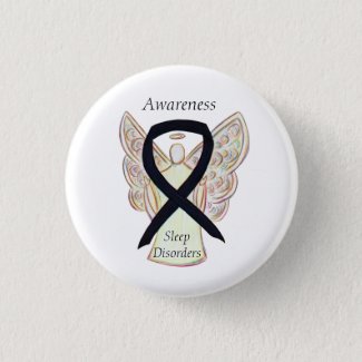 Sleep Disorders Awareness Angel Black Ribbon Pin