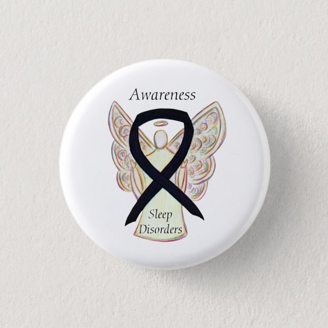 Sleep Disorders Awareness Angel Black Ribbon Pin (Front)