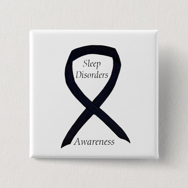 Sleep Disorders Awareness Black Ribbon Custom Pin (Front)