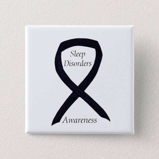 Sleep Disorders Awareness Black Ribbon Custom Pin (Front)