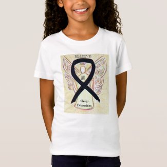 Sleep Disorders Black Awareness Ribbon Angel Shirt