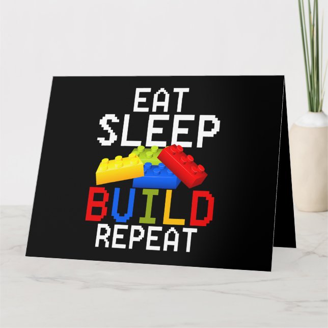 Sleep Eat Build Repeat Blocks Building Bricks Mast Card (Front)