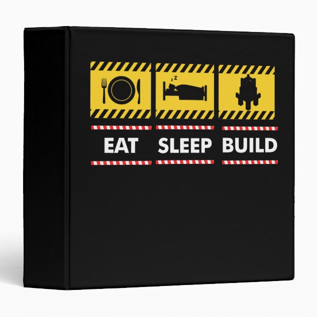 Sleep Eat Build Repeat Building Blocks Bricks 3 Ring Binder (Front/Spine)