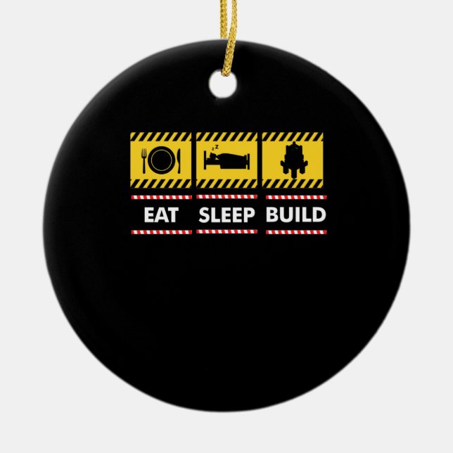 Sleep Eat Build Repeat Building Blocks Bricks Ceramic Ornament (Front)