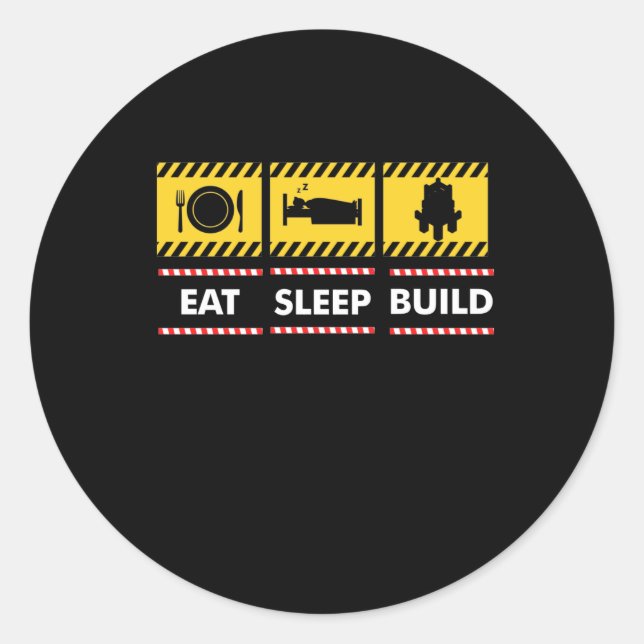 Sleep Eat Build Repeat Building Blocks Bricks Classic Round Sticker (Front)