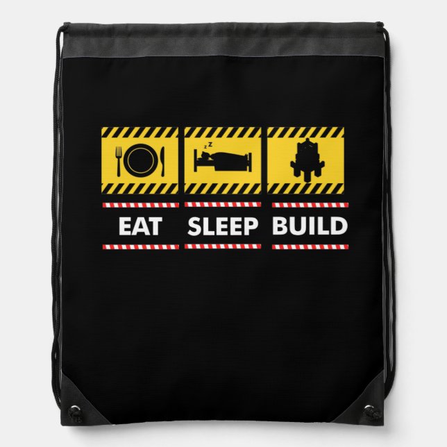 Sleep Eat Build Repeat Building Blocks Bricks Drawstring Bag (Front)
