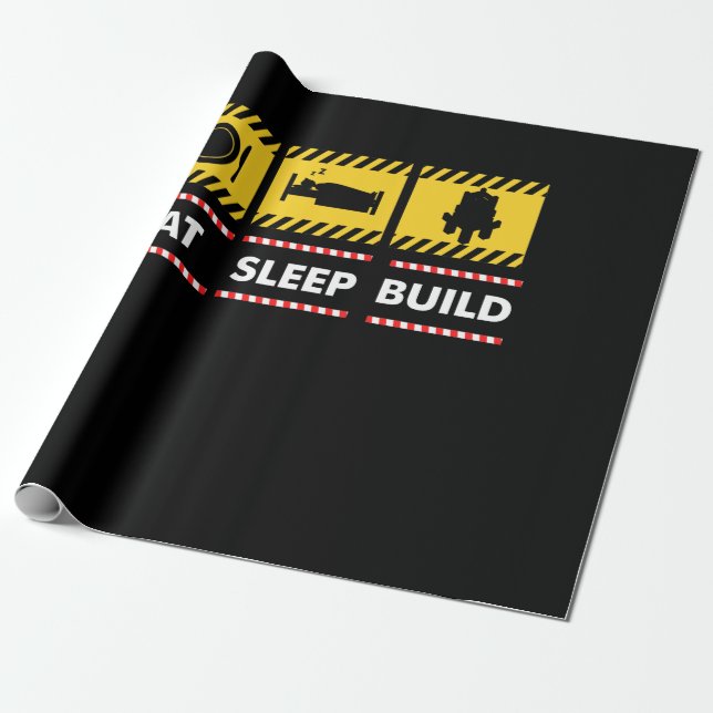 Sleep Eat Build Repeat Building Blocks Bricks Wrapping Paper (Unrolled)