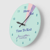 Sleep Eat Knit Knitting Craft Room Large Clock (Angle)