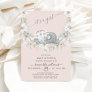 Sleep Elephant  Blush Pink It's a Girl Baby Shower Invitation