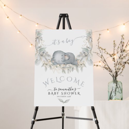 Sleep Elephant Greenery Its a Boy Baby Shower  Foam Board