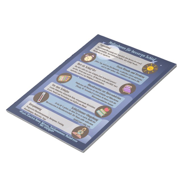 Sleep Hygiene Handouts for Clients/Patients Notepad (Angled)