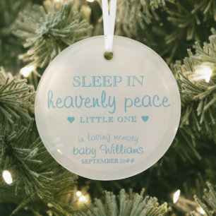 Sleep In Heavenly Peace Baby boy Loss Remembrance Glass Ornament
