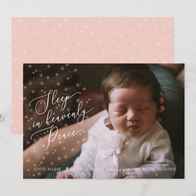 Sleep in Heavenly Peace Holiday Birth Announcement (Front/Back)