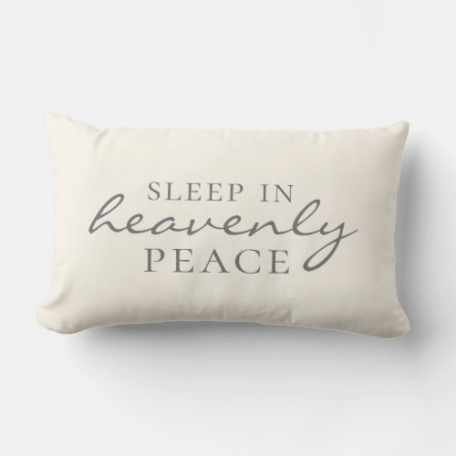 Sleep in Heavenly Peace Holiday Typography Ivory Lumbar Pillow
