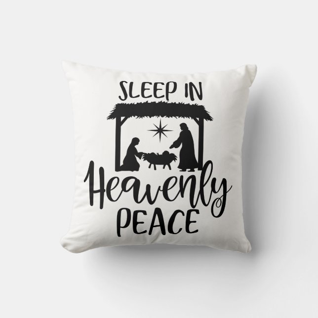 Sleep In Heavenly Peace Nativity Throw Pillow (Front)