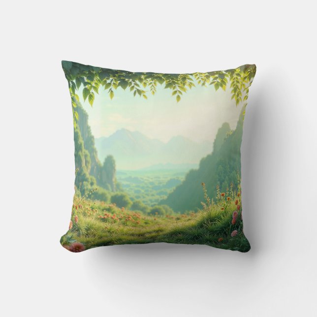 “Sleep in the Heart of Nature” Throw Pillow (Front)