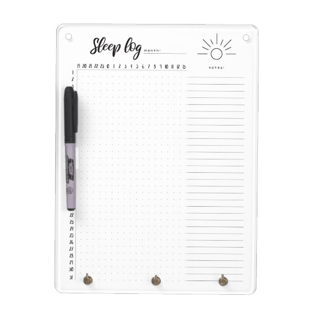 Sleep log diary, sleep tracker tracker dry erase board (Front)