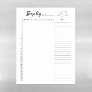 Sleep log diary, sleep tracker tracker magnetic dry erase sheet