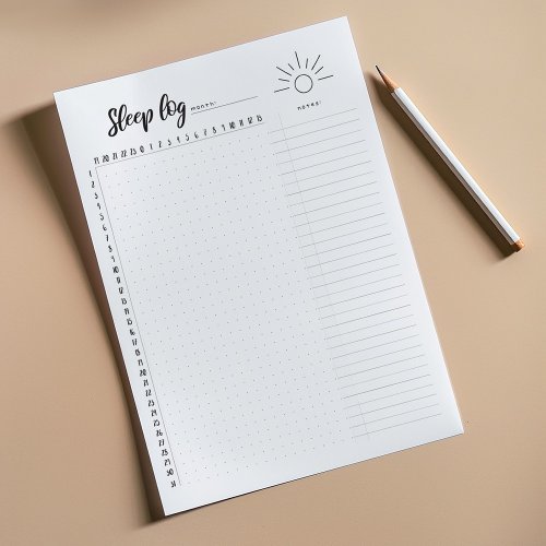 Sleep log diary sleep tracker tracker notepad