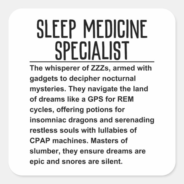Sleep medicine specialist square sticker (Front)