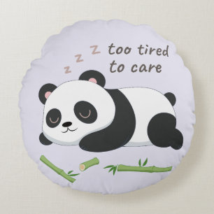 Sleep Mode Panda – Cute Lazy Bear Art Round Pillow